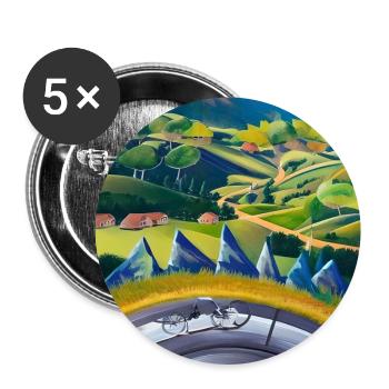 Vélo en montagne - Lot de 5 grands badges (56 mm) - blanc - Devant