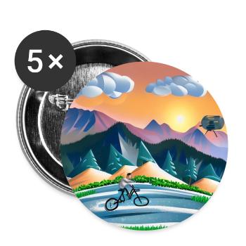 bicycle in sunny mountains - Buttons large 2.2''/56 mm (5-pack) - white - Front