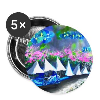 Fahrrad im Frühlingsgebirge - Buttons groß 56 mm (5er Pack) - Weiß - Vorne