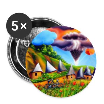 childhood with bicycle in summer mountain - Buttons large 2.2''/56 mm (5-pack) - white - Front