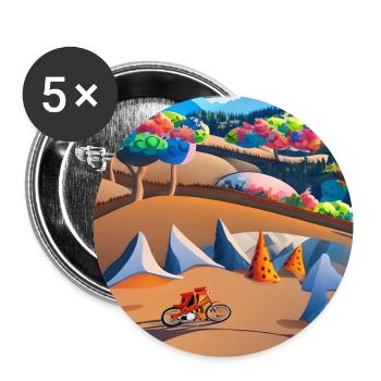 bike in sunny mountains - Buttons large 2.2''/56 mm (5-pack) - white - Front