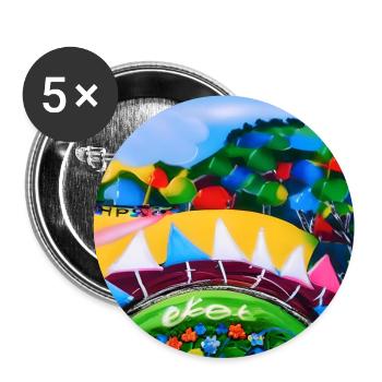 Kind mit dem Pastellrad in den Bergen während der SU - Buttons groß 56 mm (5er Pack) - Weiß - Vorne