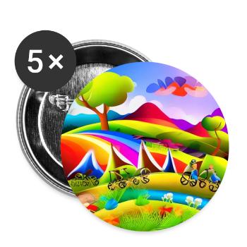 childhood with bicycle in summer sunny mountains - Buttons large 2.2''/56 mm (5-pack) - white - Front
