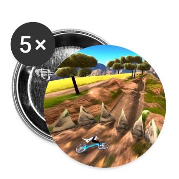 Faire du vélo à travers les montagnes ensoleillées - Lot de 5 grands badges (56 mm) - blanc - Devant
