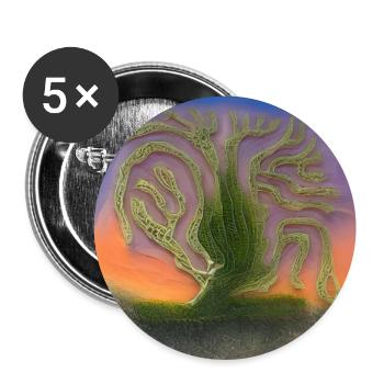Alter Baum an einem sonnigen Tag - Buttons groß 56 mm (5er Pack) - Weiß - Vorne