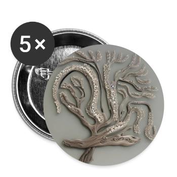 Alter blühender Baum - Buttons groß 56 mm (5er Pack) - Weiß - Vorne
