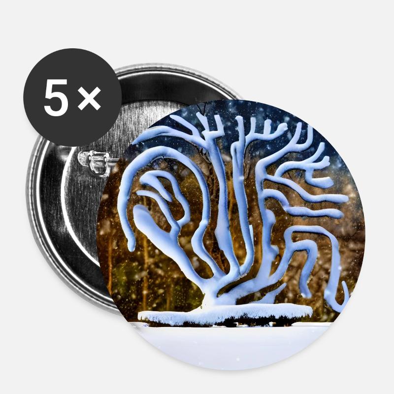 old tree during winter - Buttons large 2.2''/56 mm (5-pack) - white