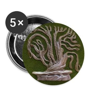 Alter Baum wird grün - Buttons groß 56 mm (5er Pack) - Weiß - Vorne