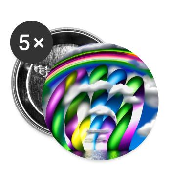 Regenbogen in Wolken - Buttons groß 56 mm (5er Pack) - Weiß - Vorne