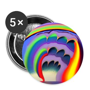 Regenbogen mit großer Sonne oben - Buttons groß 56 mm (5er Pack) - Weiß - Vorne