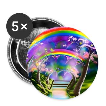 Arc-en-ciel au printemps - Lot de 5 grands badges (56 mm) - blanc - Devant