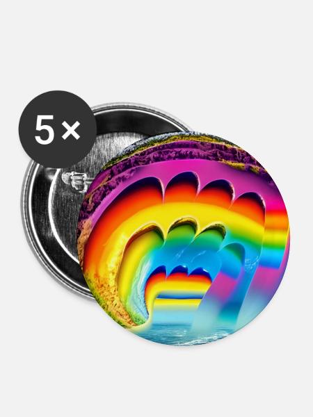 Regenbogen im Sommer - Buttons groß 56 mm (5er Pack) - Weiß
