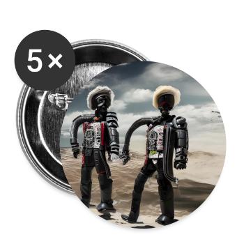 Männer in der Cyberwelt - Buttons groß 56 mm (5er Pack) - Weiß - Vorne