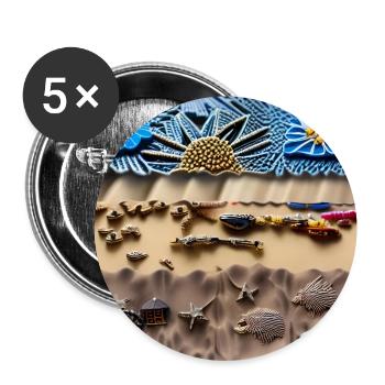 Plage ensoleillée - Lot de 5 grands badges (56 mm) - blanc - Devant