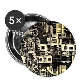 MAN IN CYBER WORLD - Buttons large 2.2''/56 mm (5-pack) - white - Front