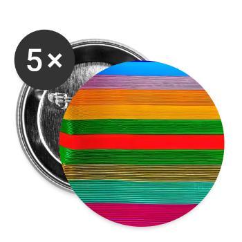 horizontal thick strips of crazy colours - Buttons large 2.2''/56 mm (5-pack) - white - Front