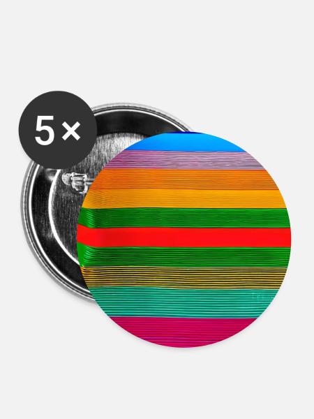 horizontal thick strips of crazy colours - Buttons large 2.2''/56 mm (5-pack) - white