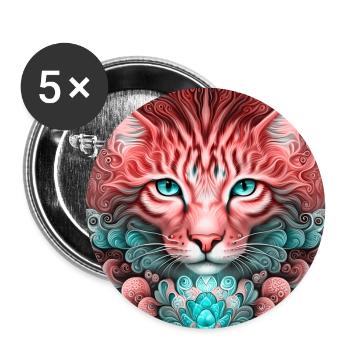 Psychedelischer Katzengeist. - Buttons groß 56 mm (5er Pack) - Weiß - Vorne