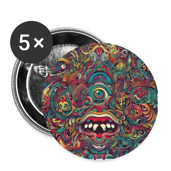 Psychedelische Explosion - Surrealistisches Motiv - Buttons groß 56 mm (5er Pack) - Weiß - Vorne