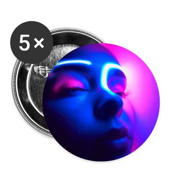 Neon Light - Face Girl - Pride -Bisexuell - Buttons groß 56 mm (5er Pack) - Weiß - Vorne