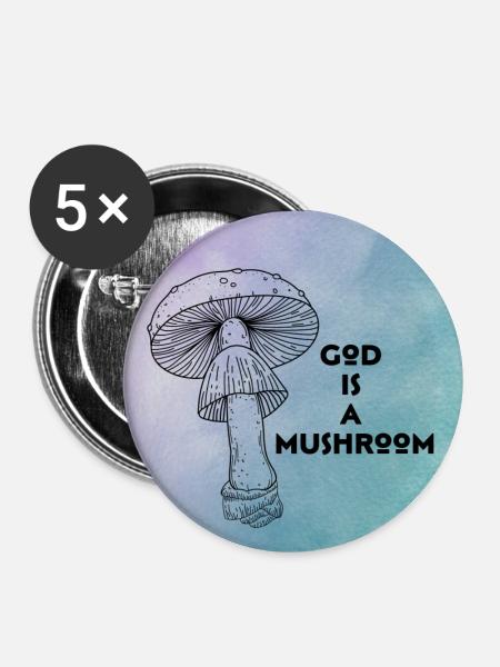 God is a mushroom - Buttons large 2.2''/56 mm (5-pack) - white