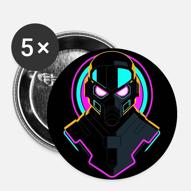 Neon Robot - Buttons large 2.2''/56 mm (5-pack) - white