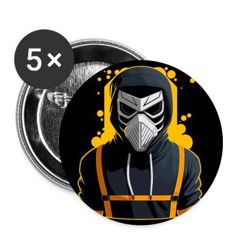 Cyborg avec sweat à capuche - Lot de 5 grands badges (56 mm) - blanc - Devant