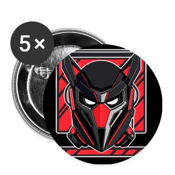 Robot maléfique - Lot de 5 grands badges (56 mm) - blanc - Devant