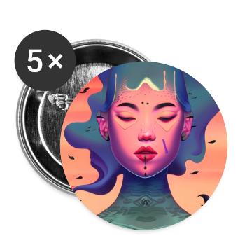 Abstract Face Woman Girl Art - Buttons large 2.2''/56 mm (5-pack) - white - Front