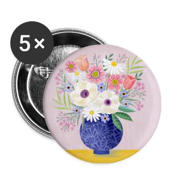 Bouquet. Colorful and spring-like. - Buttons large 2.2''/56 mm (5-pack) - white - Front