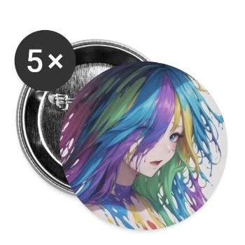 Anime Girl Paint Splash - Buttons groß 56 mm (5er Pack) - Weiß - Vorne