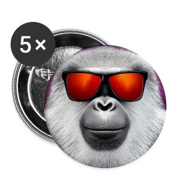 Sunglasses monkey: Cool primate with red glasses - Buttons large 2.2''/56 mm (5-pack) - white - Front