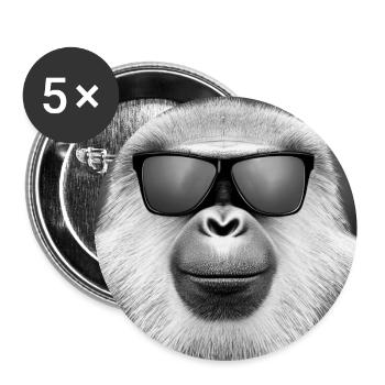 Affe mit Sonnenbrille - Buttons groß 56 mm (5er Pack) - Weiß - Vorne