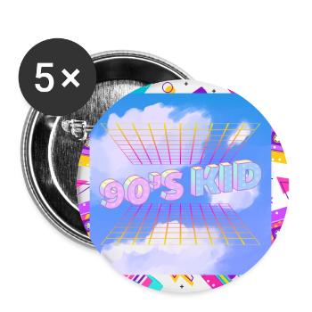 Retro 90s kid - Buttons large 2.2''/56 mm (5-pack) - white - Front