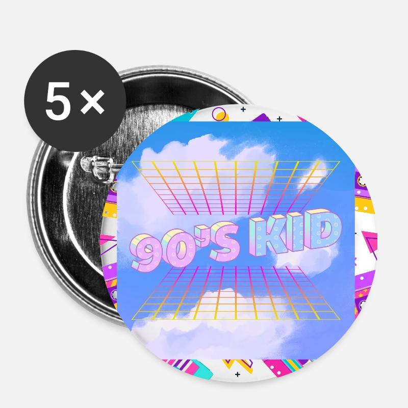 Retro 90s kid - Buttons large 2.2''/56 mm (5-pack) - white