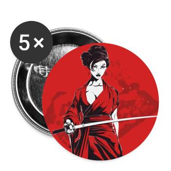 Samurai Lady in red - Buttons large 2.2''/56 mm (5-pack) - white - Front