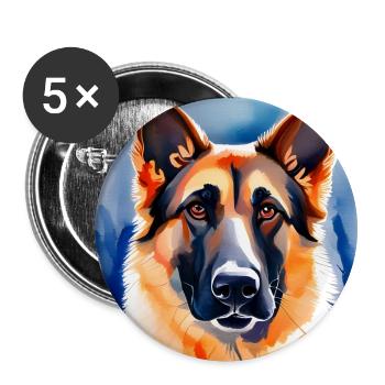 German Shepherd watercolour Portrait - Buttons large 2.2''/56 mm (5-pack) - white - Front