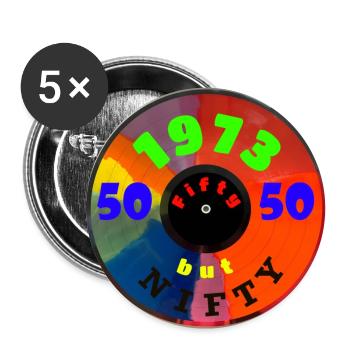 50. Geburtstag Mann Frau für das Jahr 1973 - Buttons groß 56 mm (5er Pack) - Weiß - Vorne