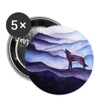 Coyote silhouette - Buttons large 2.2''/56 mm (5-pack) - white - Front
