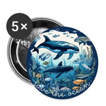Save the ocean - with this design you become active - Buttons large 2.2''/56 mm (5-pack) - white - Front