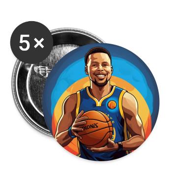 Basketball de soutien - US Star Curry - Lot de 5 grands badges (56 mm) - blanc - Devant