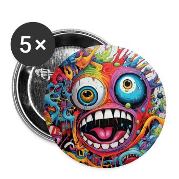 Monster Doodle 1 - Buttons large 2.2''/56 mm (5-pack) - white - Front