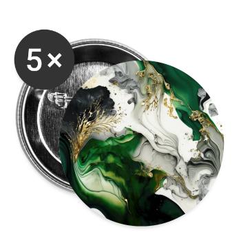 Forest Green And Gold Paint Swirl Pattern - Buttons large 2.2''/56 mm (5-pack) - white - Front