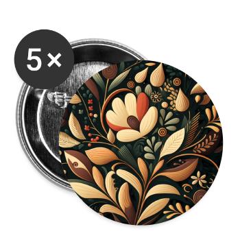Motif floral automnal botanique - Lot de 5 grands badges (56 mm) - blanc - Devant