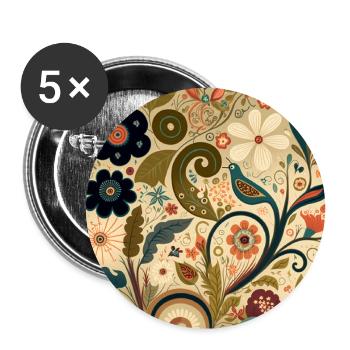 Motif floral automnal botanique - Lot de 5 grands badges (56 mm) - blanc - Devant