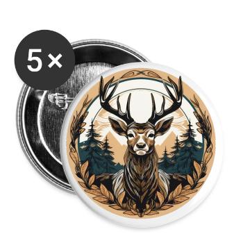 Hirsch - Buttons groß 56 mm (5er Pack) - Weiß - Vorne