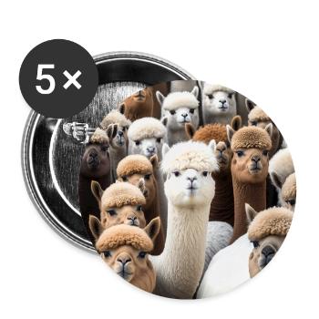 Alpaka-Muster - Buttons groß 56 mm (5er Pack) - Weiß - Vorne