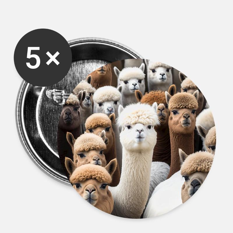 Alpacas Pattern - Buttons large 2.2''/56 mm (5-pack) - white