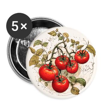 Tomaten Gärtnern Garten - Buttons groß 56 mm (5er Pack) - Weiß - Vorne