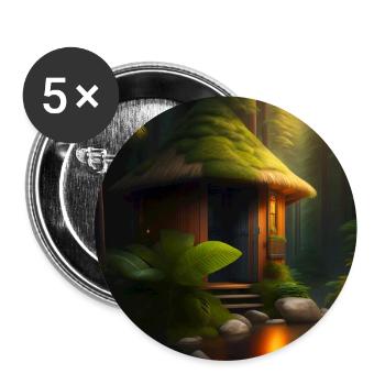 Cabane dans la jungle - Lot de 5 grands badges (56 mm) - blanc - Devant